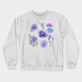 Romantic Purple Flowers - Pastel Lilac Purple Watercolor Painting - Blossoms Crewneck Sweatshirt